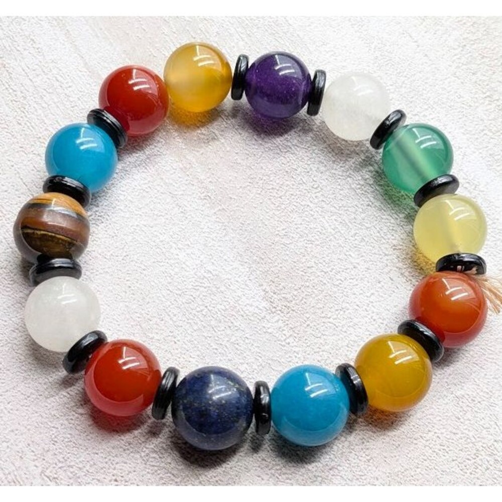Multicolor Gemstone Stretch Bracelet Quartz To Jadeite Spinel Range 35g Stones